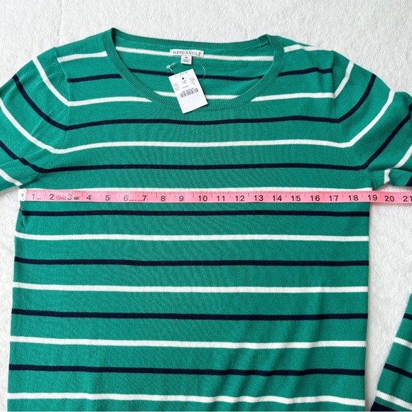 J.Crew Factory | Mercantile Green/Navy Striped ‘Peyton’ Knit Sweater *NWT* - Picture 10 of 11